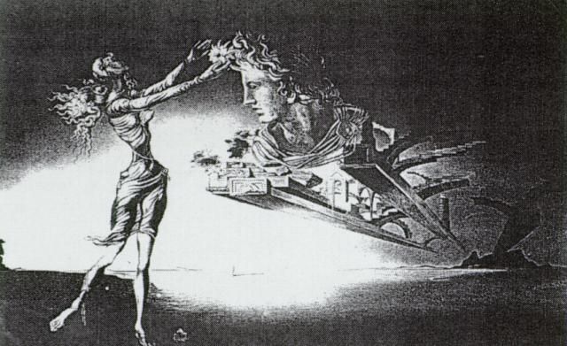 Apparition of a Woman and Suspended Architecture in the Desert