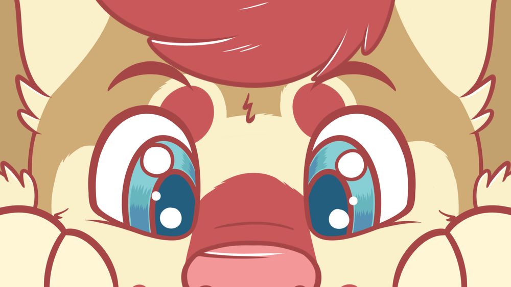 Kvikk covering the whole screen, looking curiously at you!