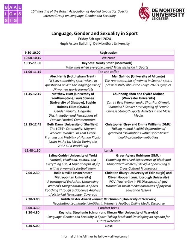 Screenshot of the PDF file shared in the link, showing the schedule for the LGS in Sport event.