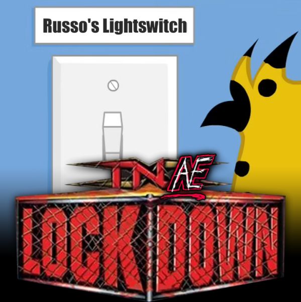Artwork for the new podcast episode featuring the light switch from Strong Bad’s light switch rave, except it is labelled as Russo’s Lightswitch. 