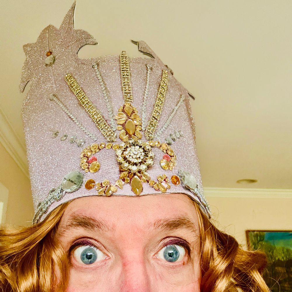 A selfie…all you can see is my sequined crown, blonde curls and wide eyes.