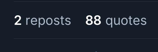 a tiny blue sky screenshot, reading “2 reposts, 88 quotes”