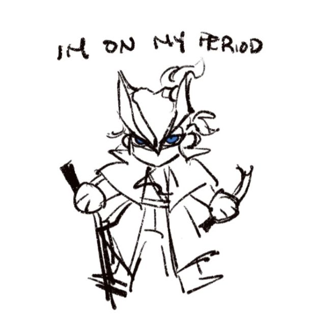 chibi of bloodborne ironeye with the caption "i'm on my period"