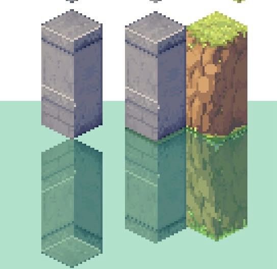 Isometric tile with reflection