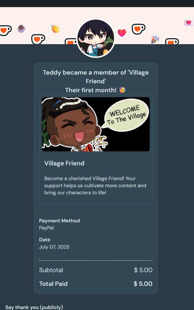 My Kofi got donate for the first time!!