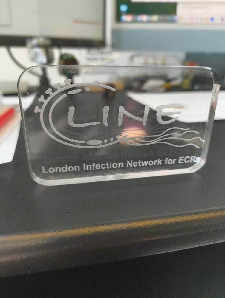 A plastic plaque engraved with the LINE logo sat on my desk. 