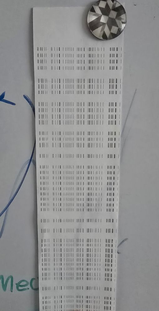 Printed receipt, but instead of giving me my transaction it printed what looks like barcode going across and down repeating the length of the papper. 