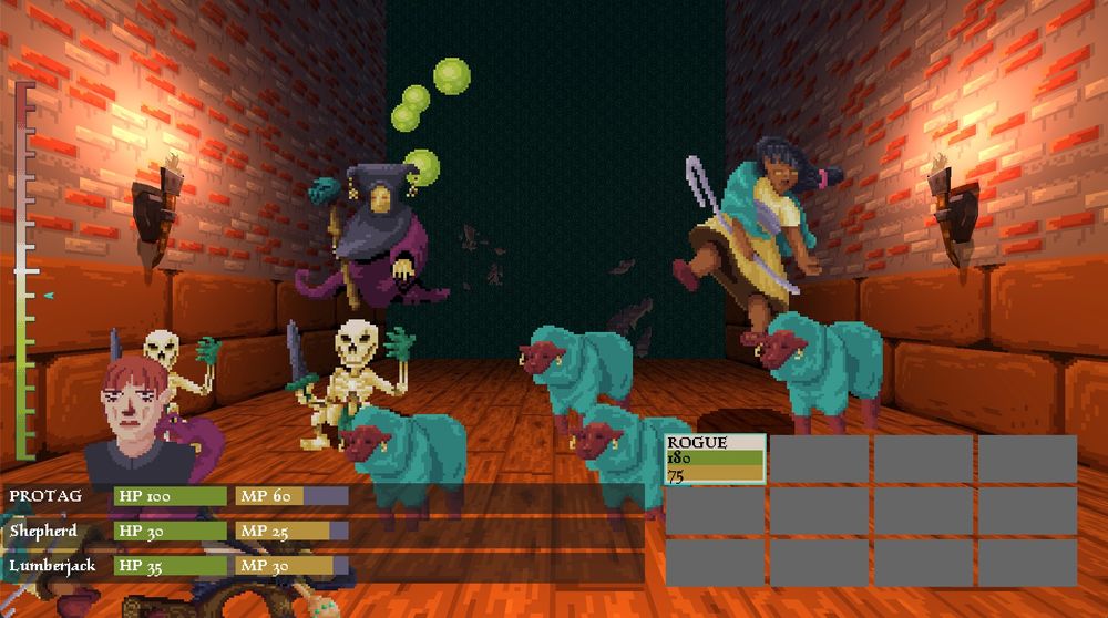 Labyrinth Lesmosyne - In-battle with a bunch of minions summoned, about to swap party members.
