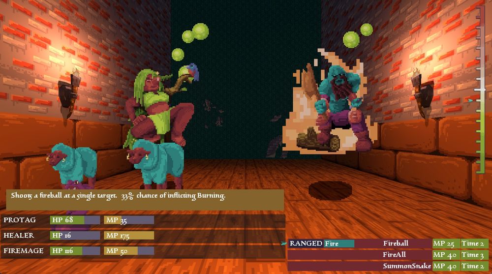 In-battle screenshot of Labyrinth Lesmosyne - SlugDragoon's turn-based dungeon crawler