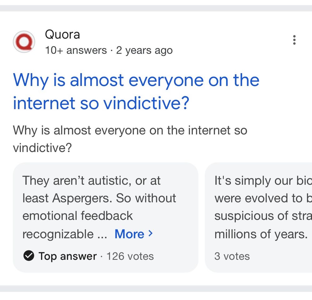Screencap of a Quora question: “Why is almost everyone on the internet so vindictive?”