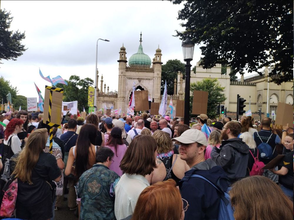 a photo of the beginning of the trans pride march