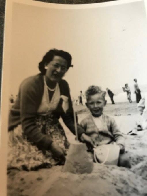 Me and Mum somewhere cheap - Southend probably - in what looks like 1956.