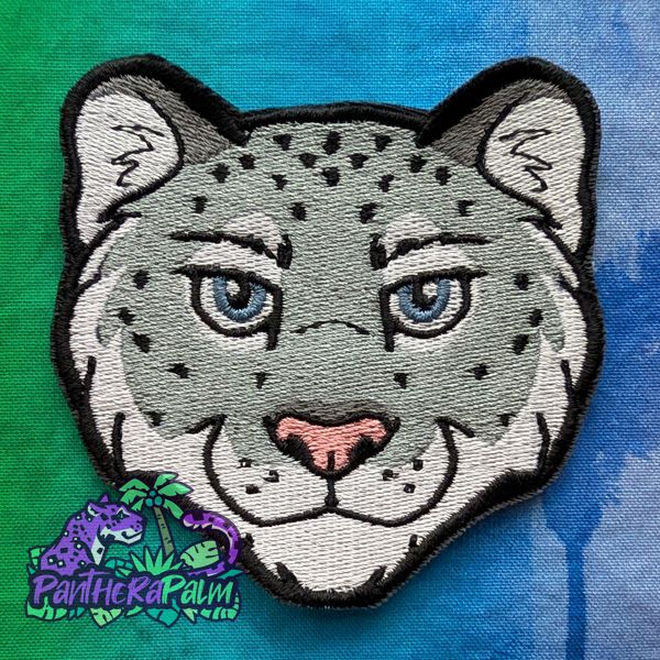 Snow leopard embroidered patch