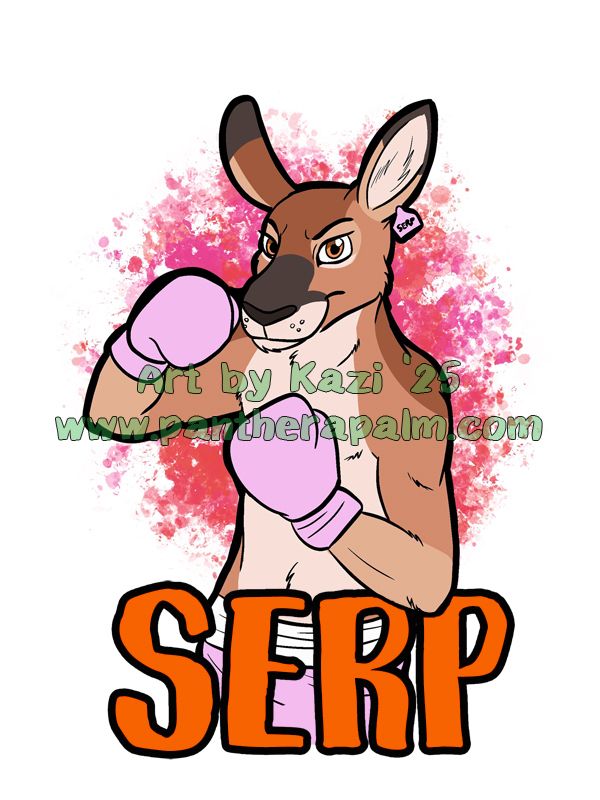 Artwork of kangaroo with pink boxing gloves