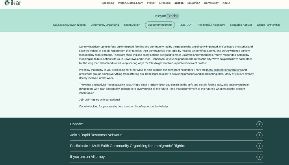IKAR's webpage with information about how temple members can help our immigrant neighbors. 