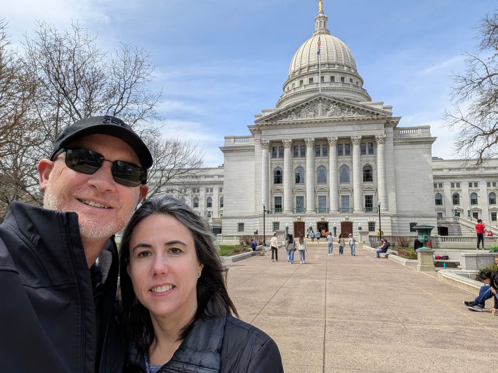 Me and the lovely Nat in front of the Wisconsin Capitol building. 