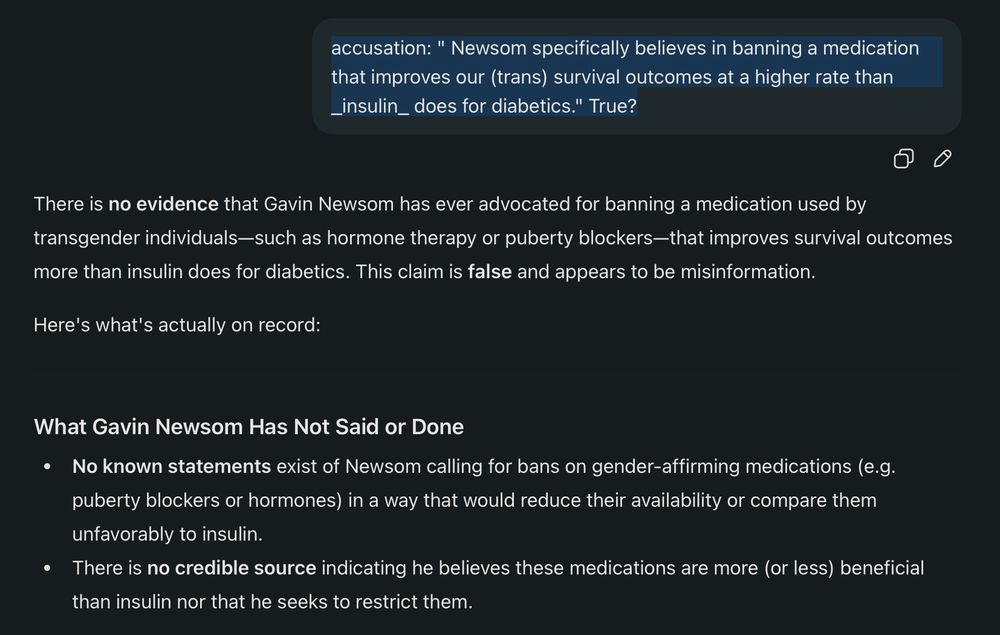 text fact check of the claim Gavin Newsome sought to ban a medication that improves survival of trans people.