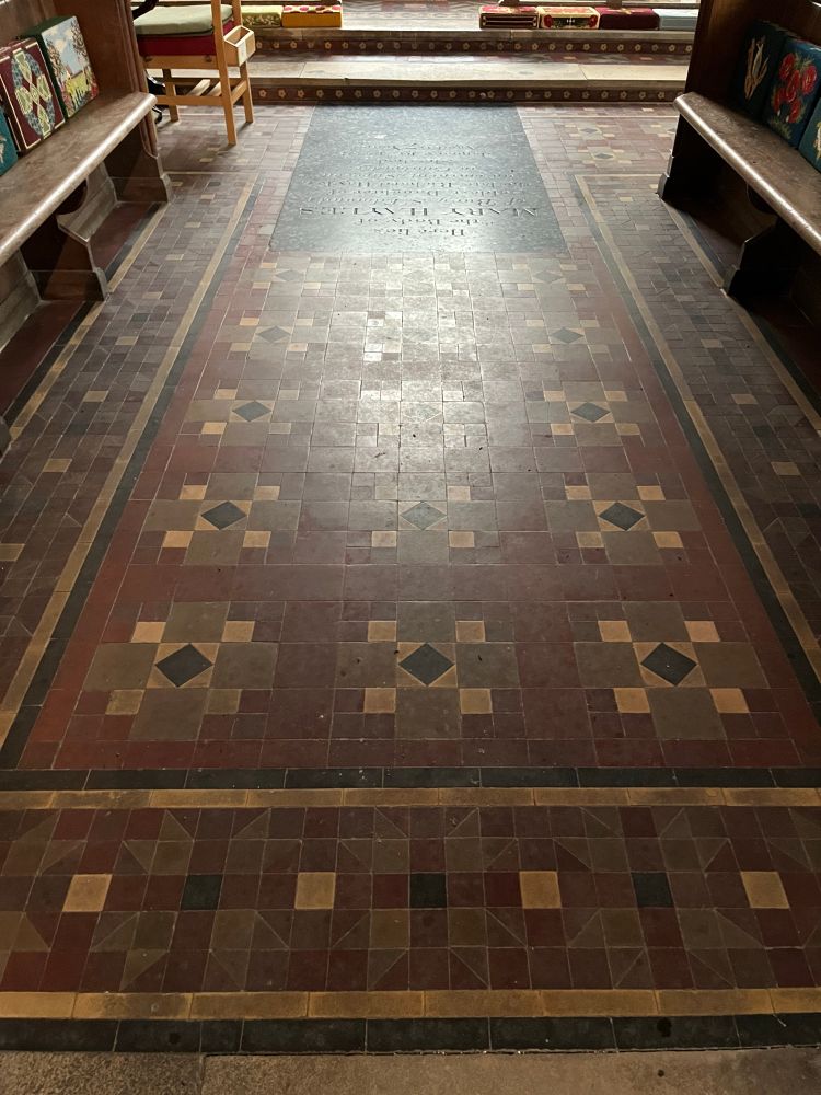 Tile floor and ledger stone 