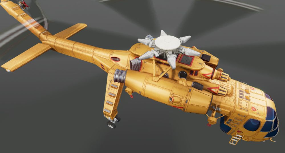In game capture of Skycrain helicopter I made for Jurassic World Evolution