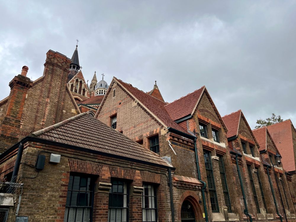 Red brick buildings rooftops