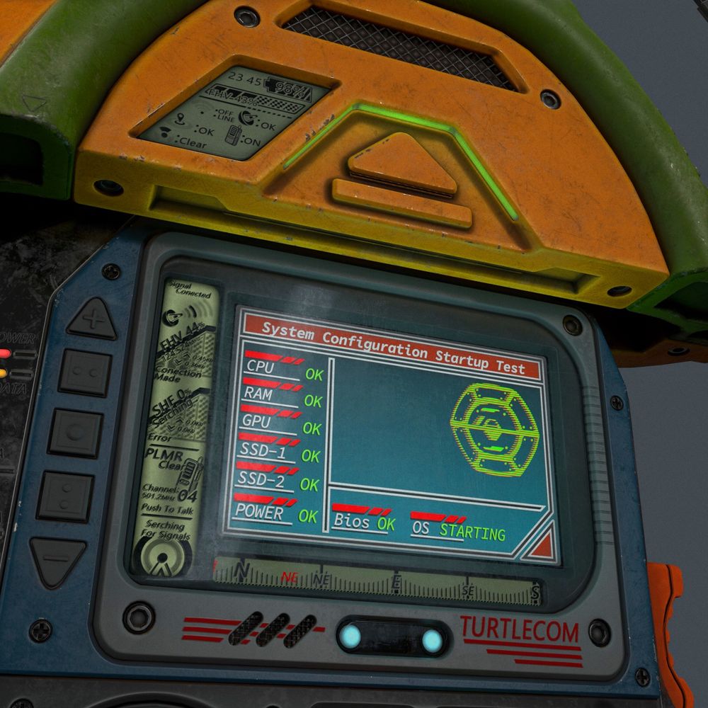3d render of my design for a Turtlecom from TMNT, look with the bio screen