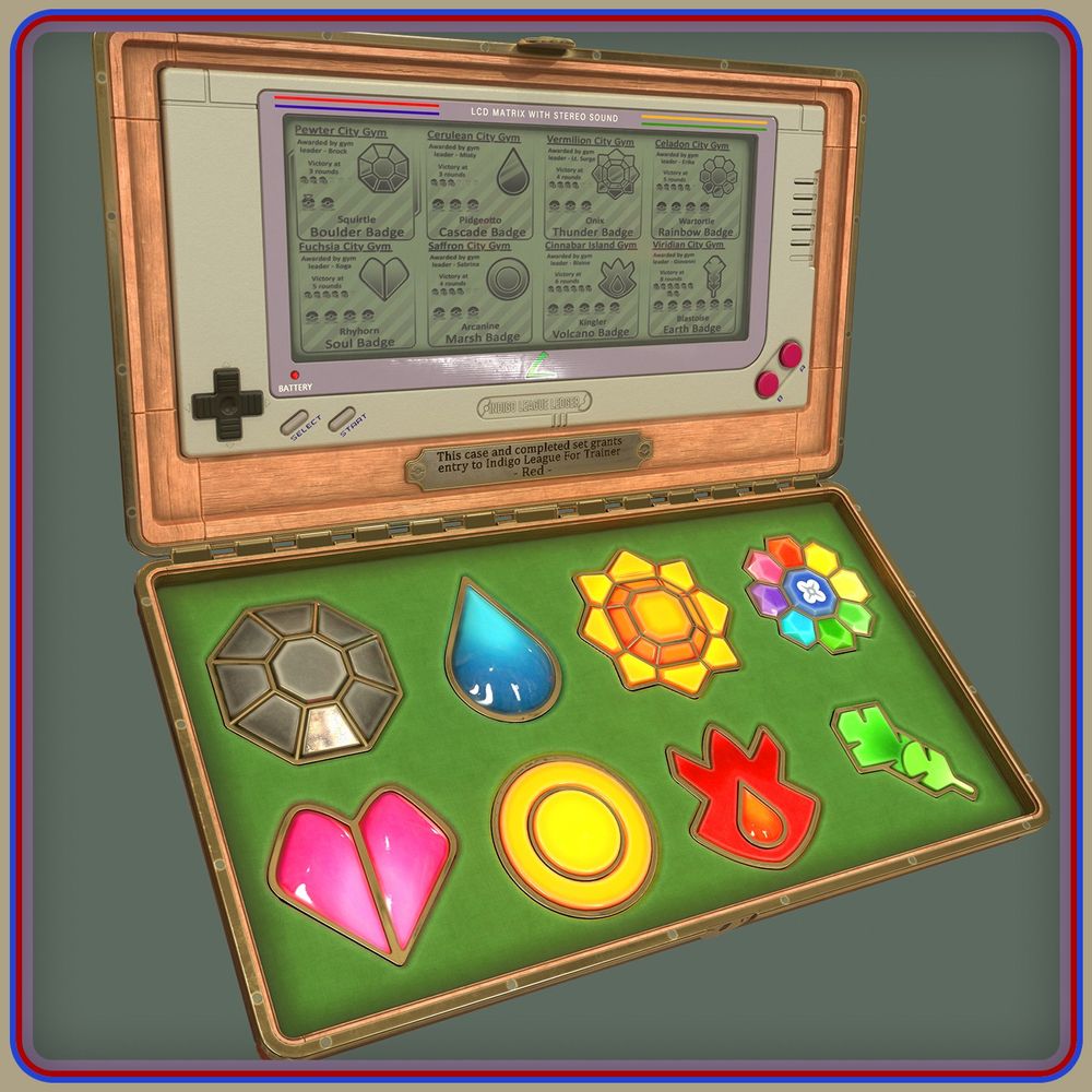 Personal take on a gen one pokemon badge case