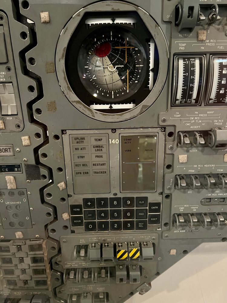 This console was fitted inside one of the three simulators the Apollo astronauts trained on before missions. It is virtually identical to the one inside the Apollo 10
Command Module used by the astronauts to control the spacecraft and monitor its performance on the way to the Moon and back.
