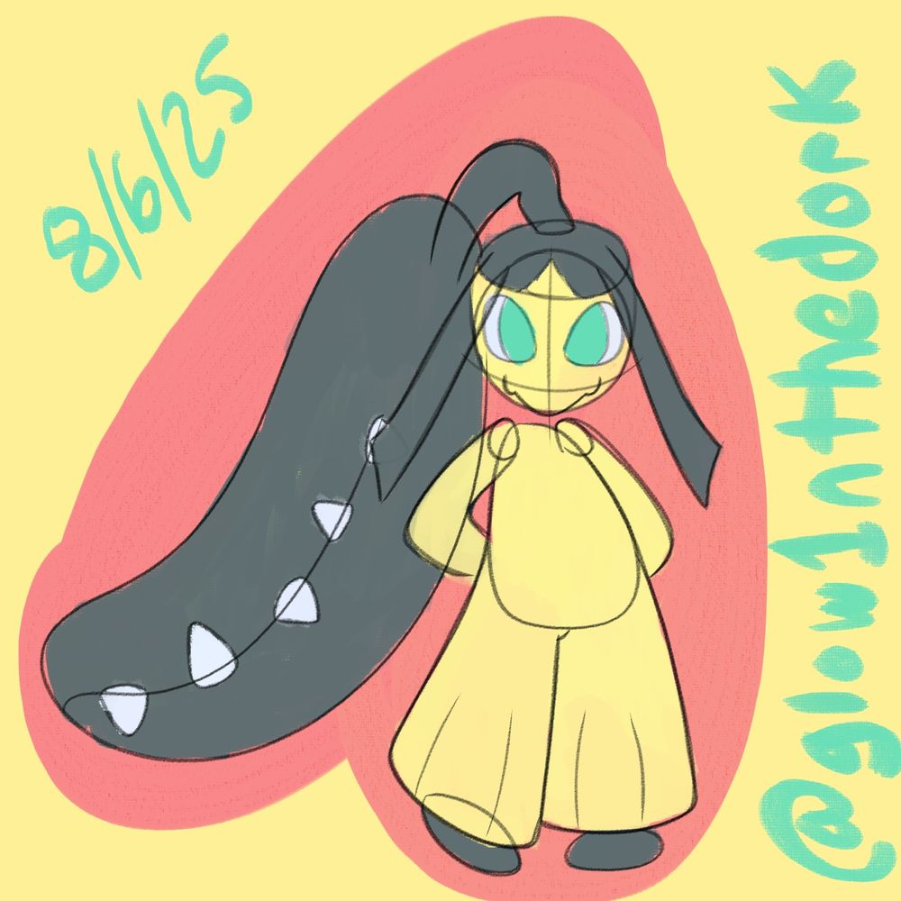 Daily doodle #8!
Doodle's a more unfinished sketch of a mawile with lighter green eyes, arms behind their back and looking innocently towards the viewer.