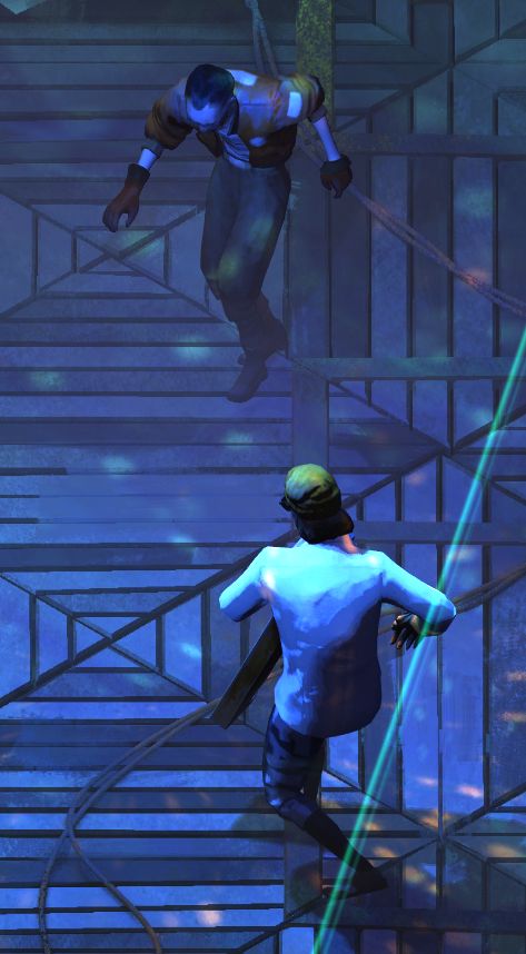 a screenshot of Kim and the main character from Disco Elysium dancing.