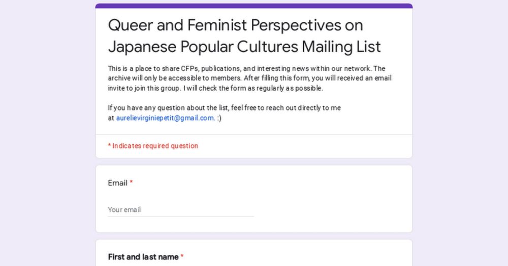 Queer and Feminist Perspectives on Japanese Popular Cultures Mailing List