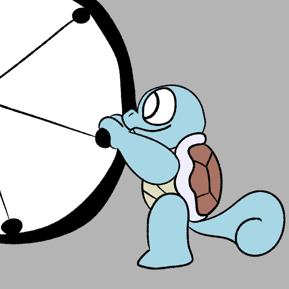 a squirtle about to spin a big wheel