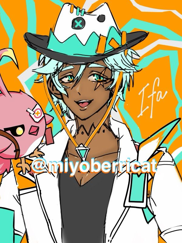 Finger phone doodle of Ifa and Cacucu from Genshin Impact