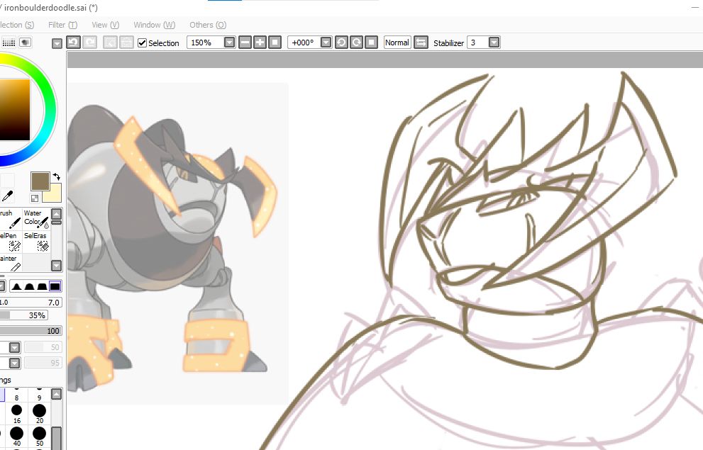 wip of iron boulder. gonna be drawin her iron boulders ayoooo