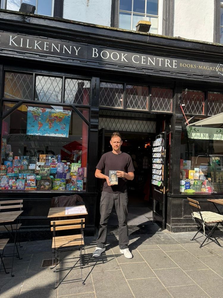 David outside the bookshop 