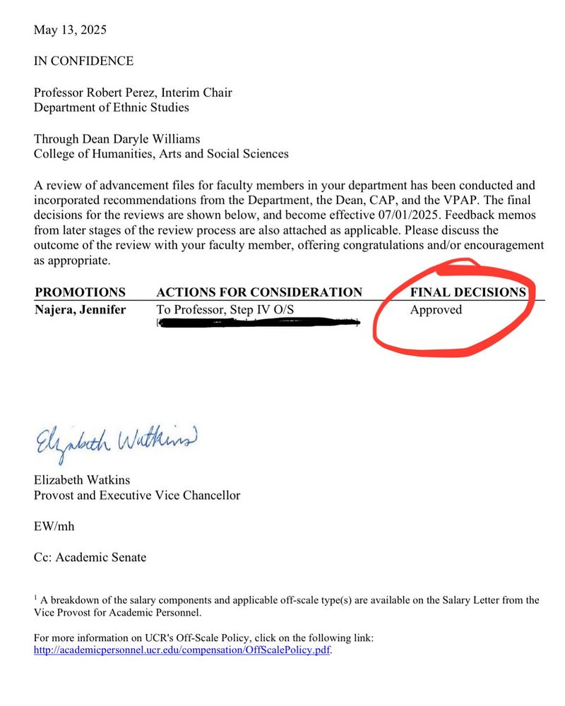 Letter with approved circled in red