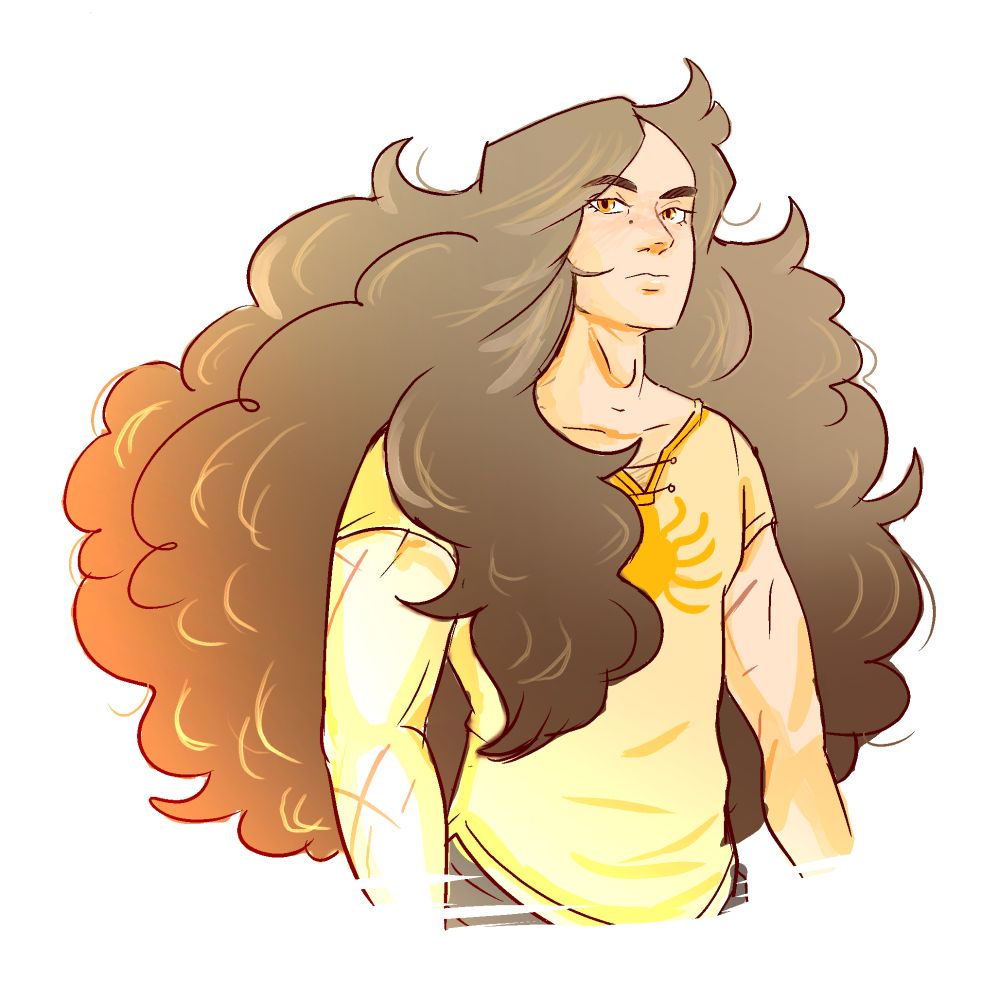 Guy with huge curly hair, a tight tshirt and loads of bruises. He is partwise in the sunlight