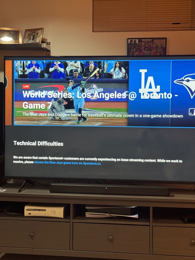 SportsNet Now error message saying they're aware some customers are experiencing an issue streaming content