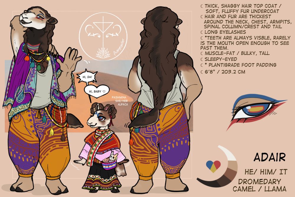 New camelid OC and his five year old alpaca daughter