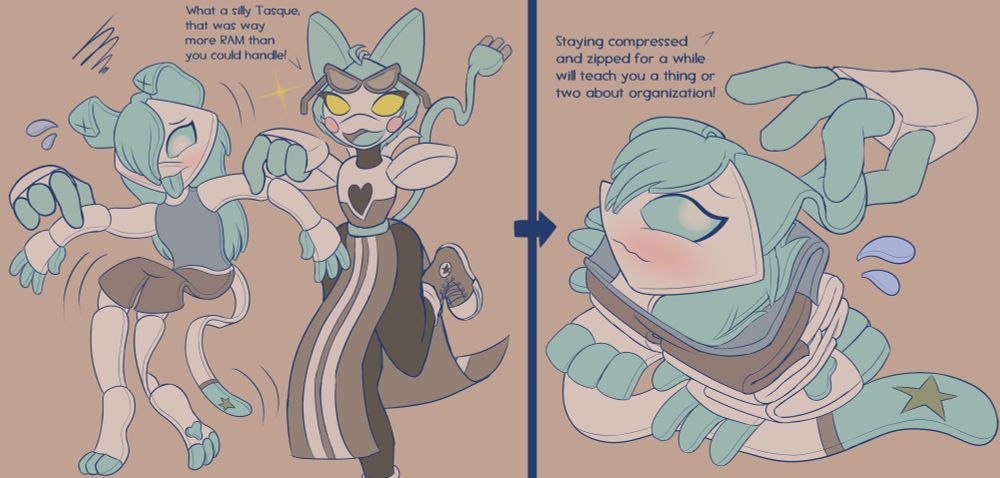 WIP of a commission for Green of his anthro Tasque-self, all flattened and then folded like a compressed file. 
He is smaller as the "normal" Tasques are supposed to be closer to house cats in size!