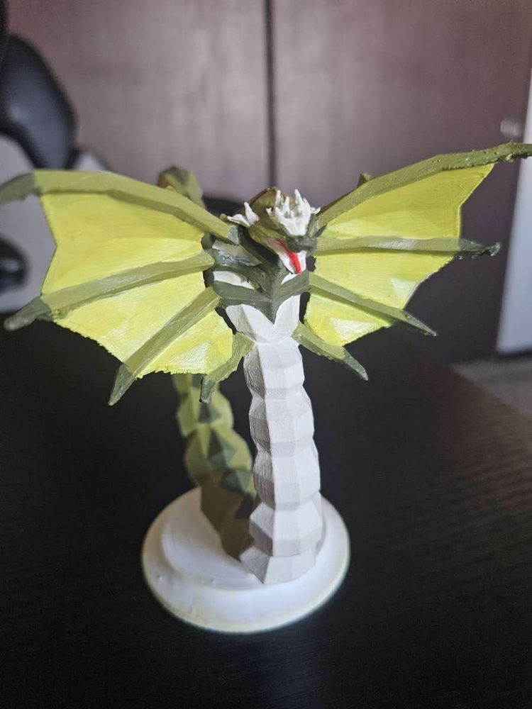 A hand painted small figurine of the boss Zulrah from Old School Runescape. 3d printed
