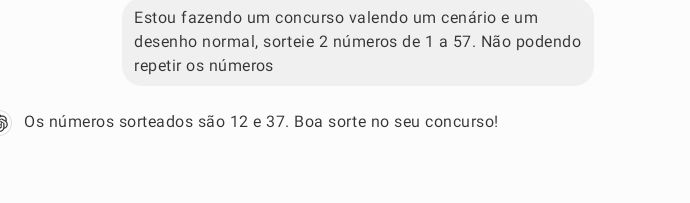 Usei o chat gepêto pra sortear💀 quem souber um bom sorteador em app ou site me diz plz🩷
