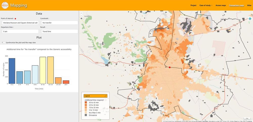 Extrait de l'atlas des inégalités d'accès à la ville en transports en commun (ville de Konya)
