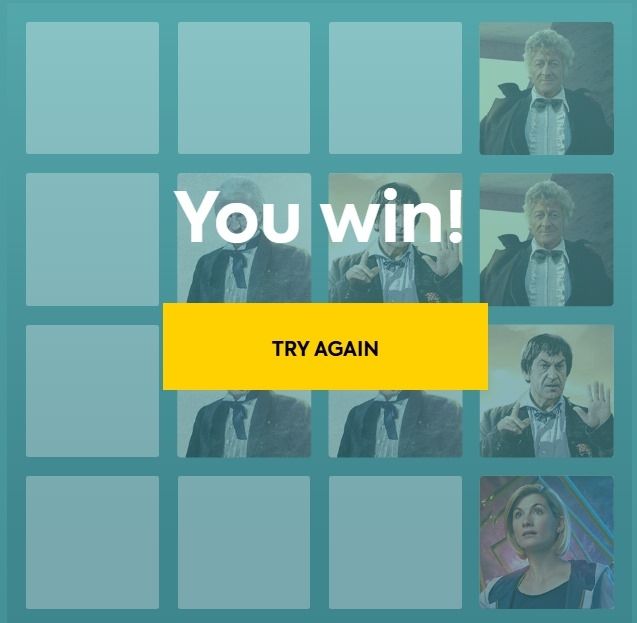 An image of a completed game of Doctor Who: Thirteen.