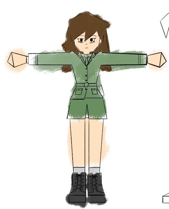 a low poly drawing of a military person