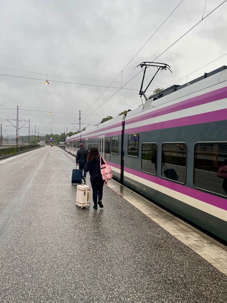 A train at a platform.