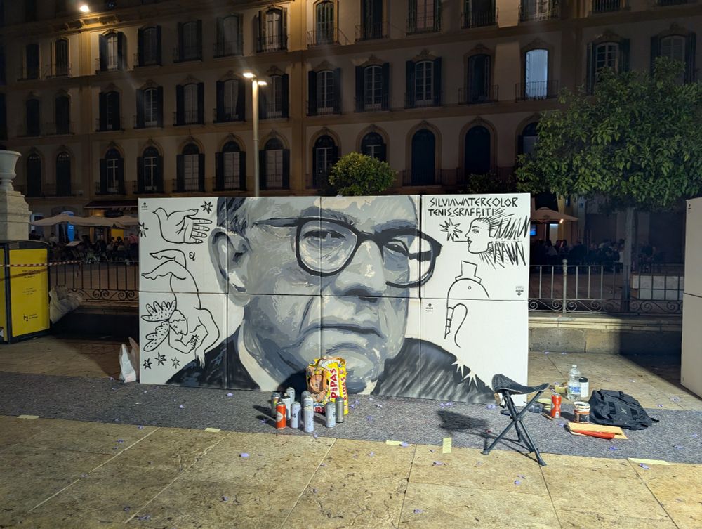 Portrait of Estrada with some of his artworks surrounding his face