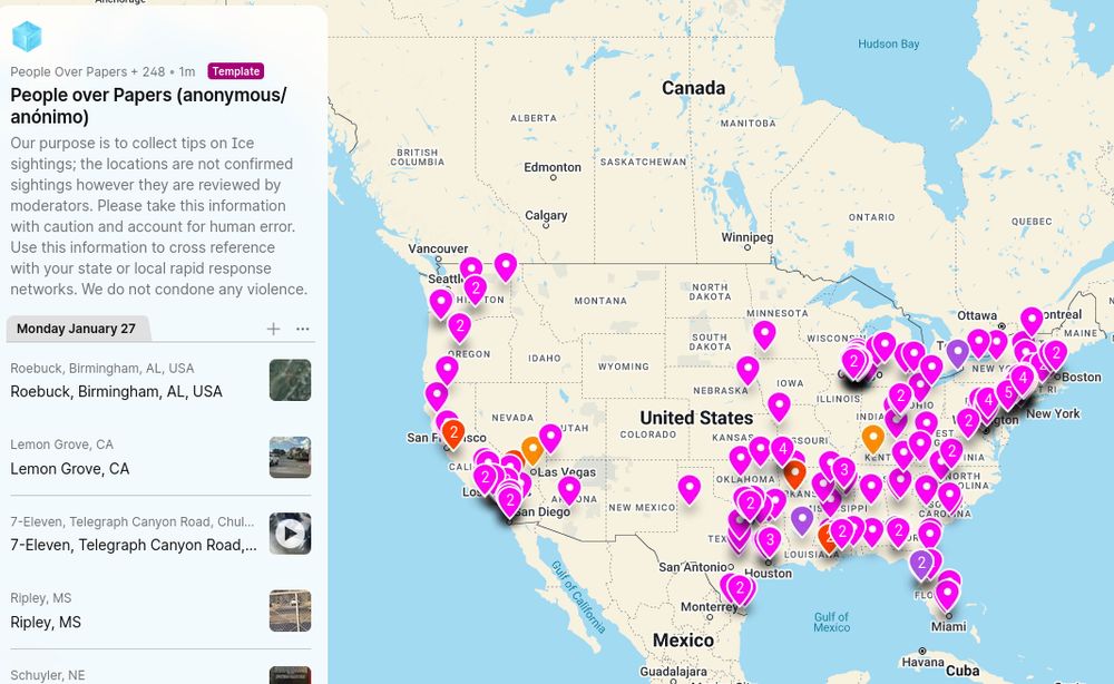 Map of the US with dogs representing ICE raid locations, possibly