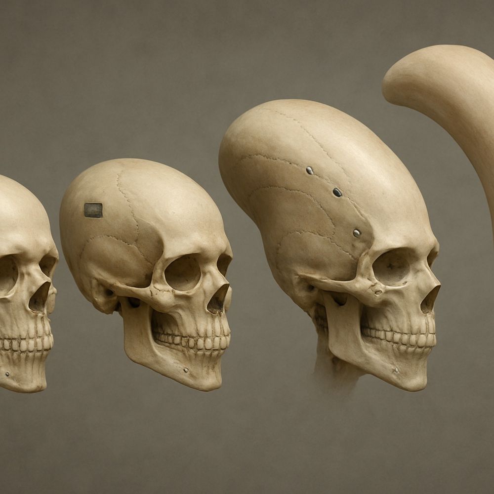 Skull evolution with an increasing height illustrating the increasing memory