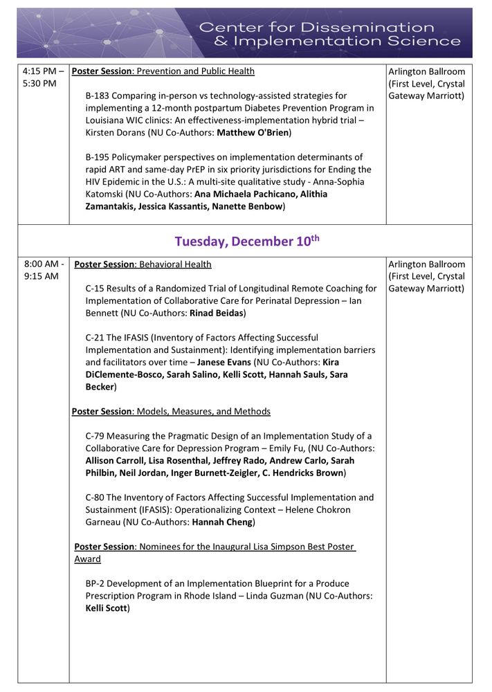 Screenshot of 4th page of 7 page PDF of conference presentations. The PDF can be requested by emailing Cdis dot northwestern dot edu 