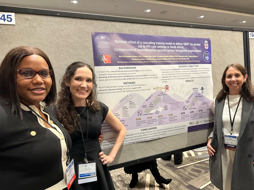 Group shot of poster with Chisom, Sara, and Kira 